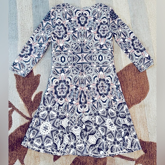 Eliza J. Soft Jersey 3/4 Sleeves A-Line Paisley Print Fit & Flare Mini Dress - Picture 7 of 9